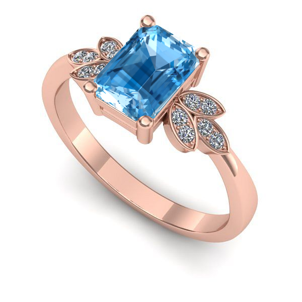 Inel din aur roz cu topaz blue