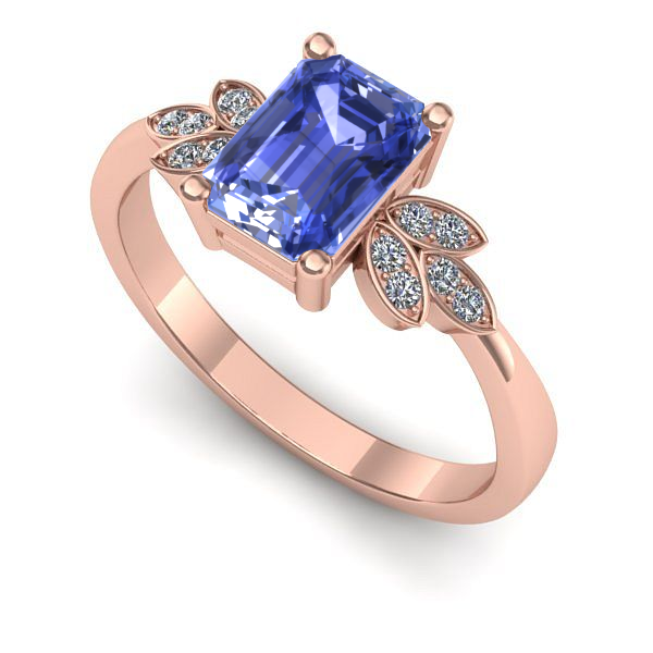 Inel logodna din aur roz cu tanzanit