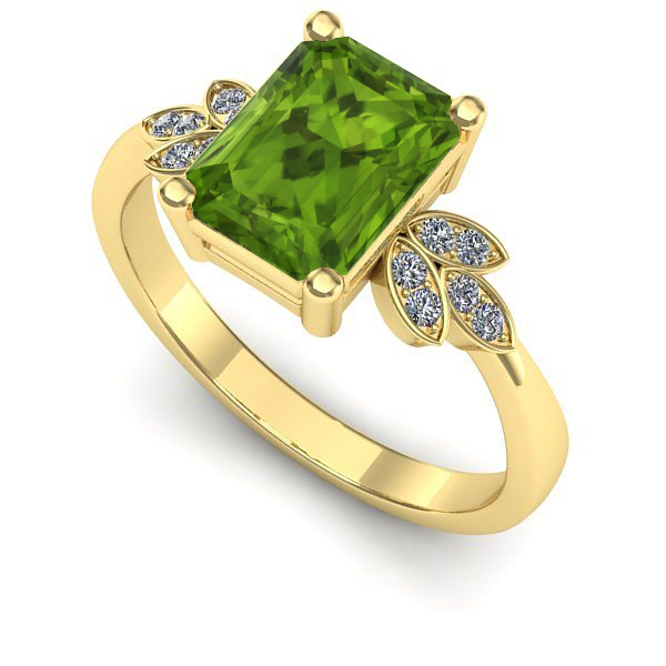 Inel logodna din aur galben cu peridot