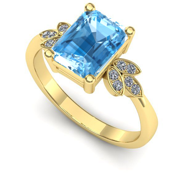 Inel logodna din aur galben cu topaz blue