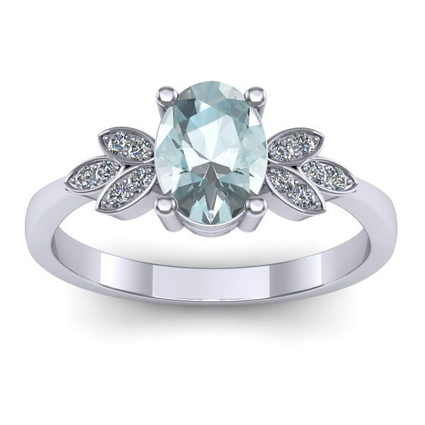 Inel de logodna cu aquamarin oval