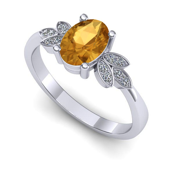 Inel de logodna din aur alb cu citrin