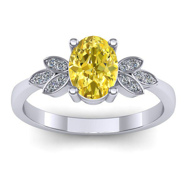 Inel cu safir galben oval