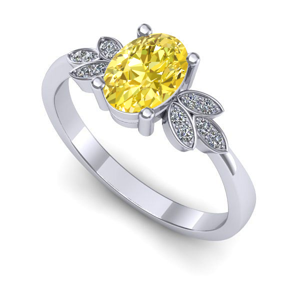 Inel logodna din aur alb cu safir galben