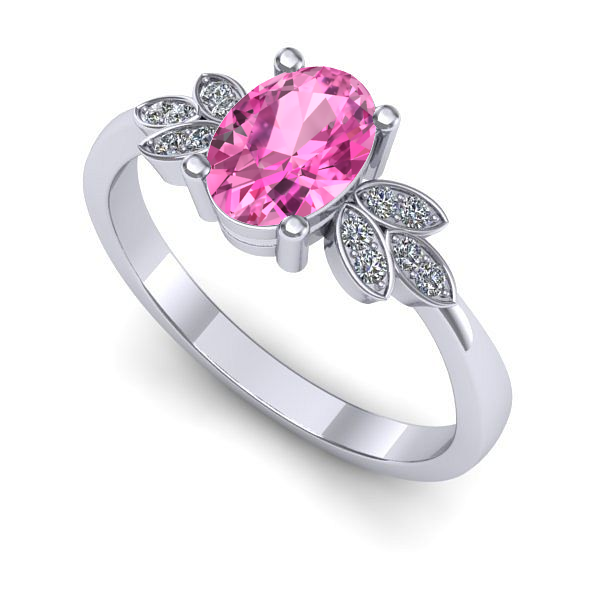 Inel din aur alb cu safir roz