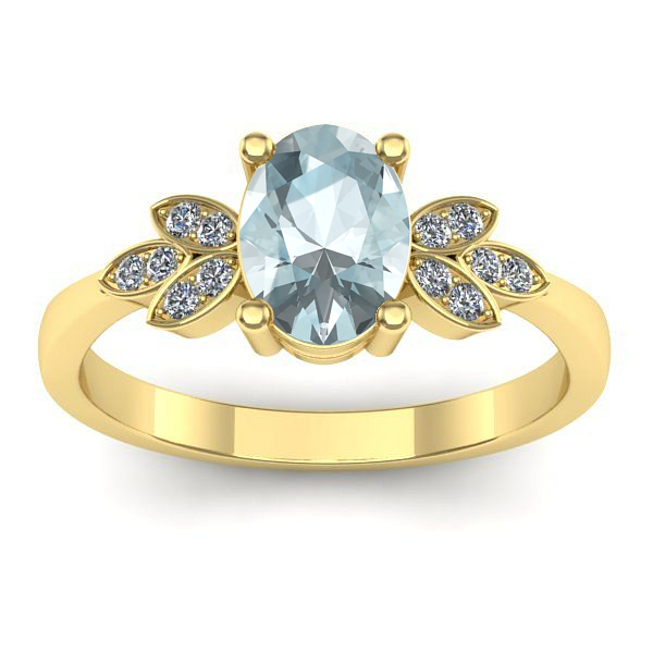 Inel logodna cu aquamarin oval