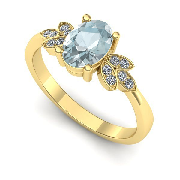 Inel din aur galben cu aquamarin