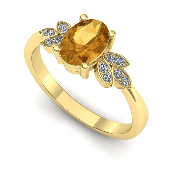 Inel din aur galben cu citrin