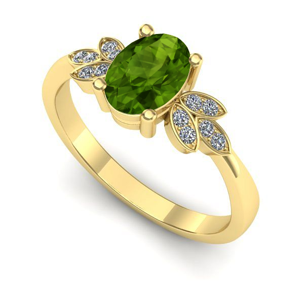 Inel de logodna din aur galben cu peridot