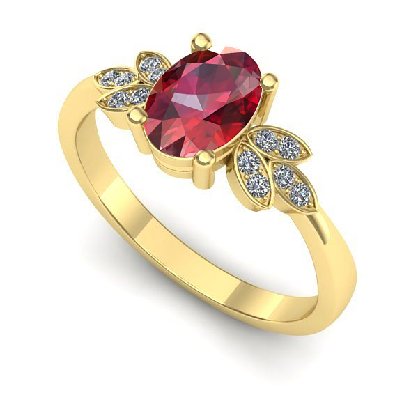 Inel de logodna din aur galben cu rubin