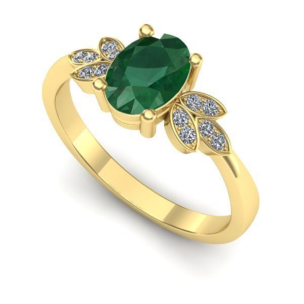 Inel logodna din aur galben cu smarald