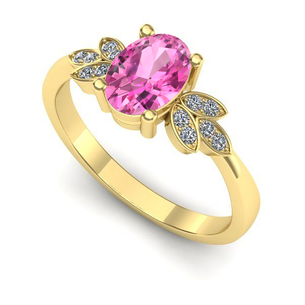 Inel din aur galben cu safir roz