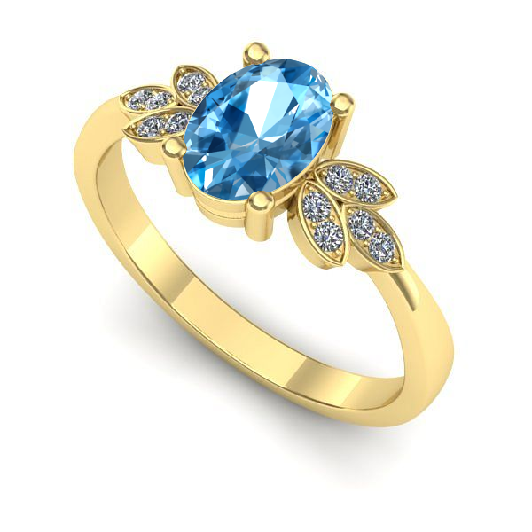 Inel de logodna din aur galben cu topaz blue