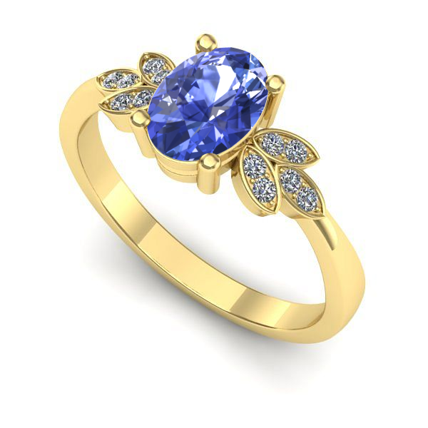Inel de logodna din aur galben cu tanzanit