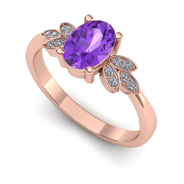 Inel din aur roz cu ametist