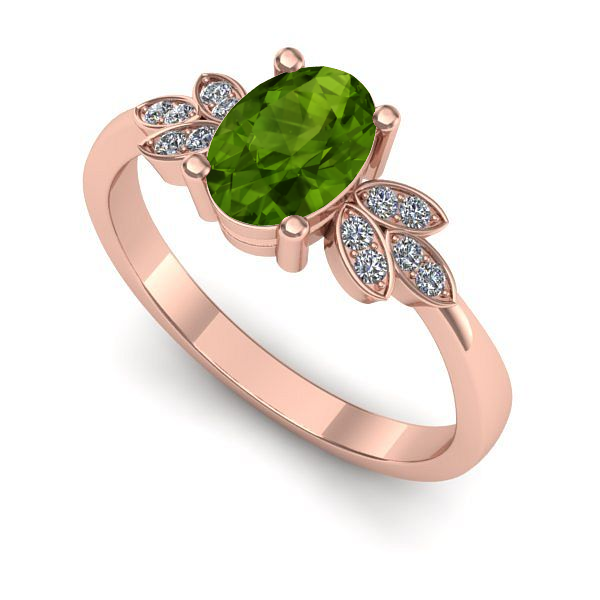 Inel de logodna din aur roz cu peridot