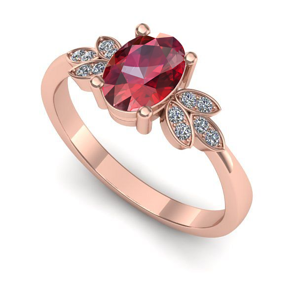 Inel din aur roz cu rubin