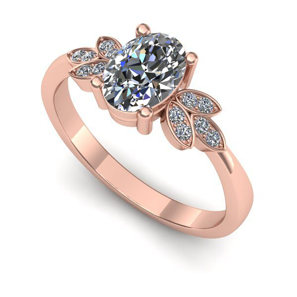 Inel logodna din aur roz cu diamant de laborator