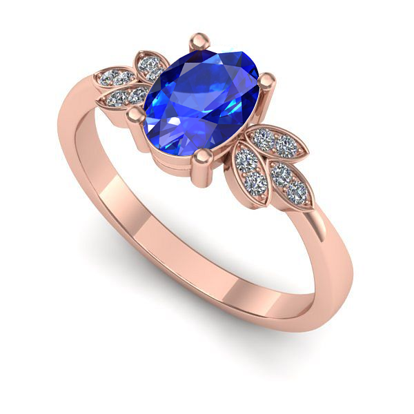 Inel logodna din aur roz cu safir