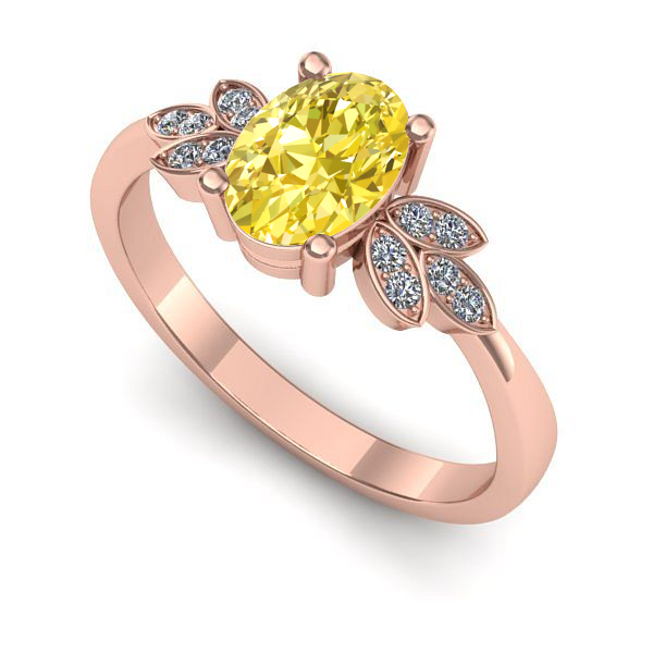 Inel logodna din aur roz cu safir galben