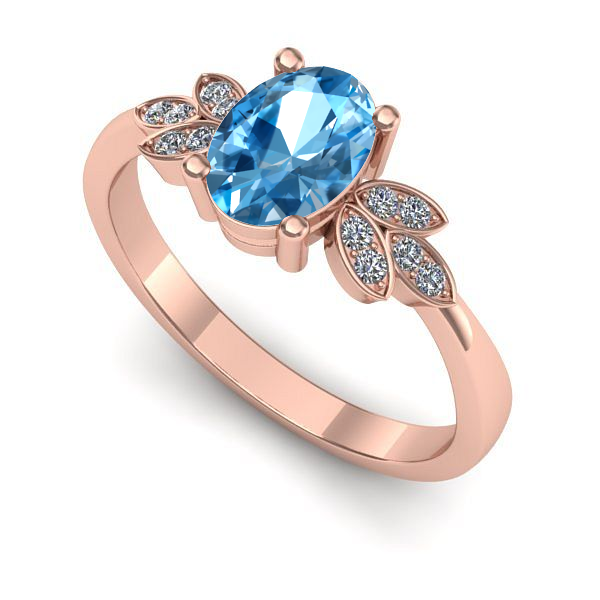 Inel din aur roz cu topaz blue