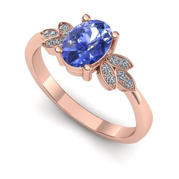 Inel din aur roz cu tanzanit