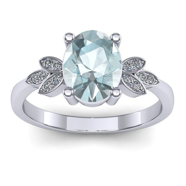 Inel logodna cu aquamarin oval