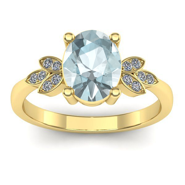 Inel cu aquamarin oval