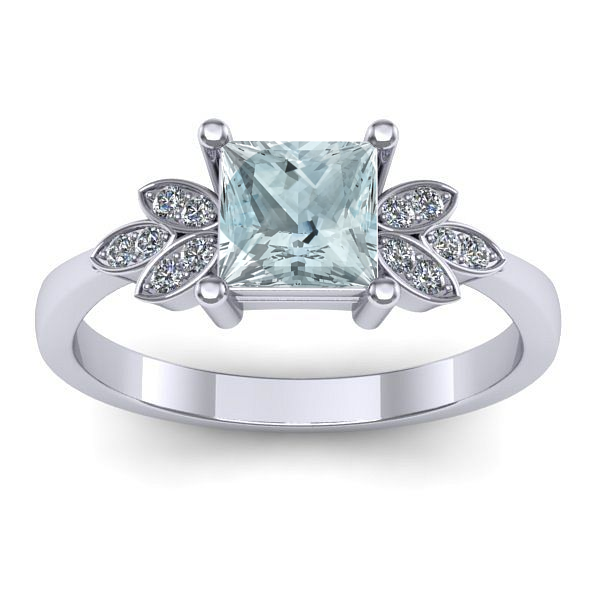 Inel logodna cu aquamarin patrat