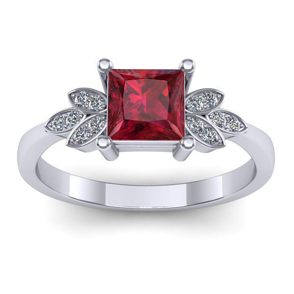 Inel de logodna cu rubin patrat