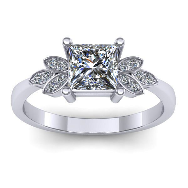 Inel de logodna cu safir alb patrat