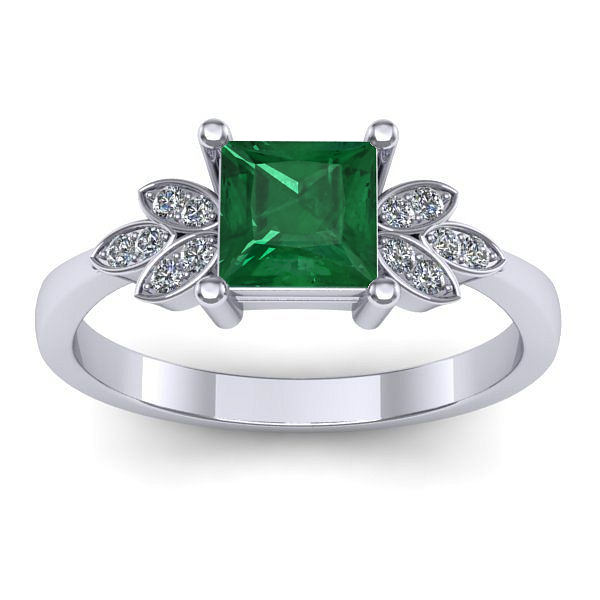 Inel logodna cu smarald patrat