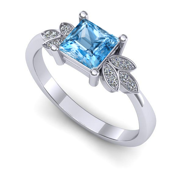 Inel din aur alb cu topaz blue