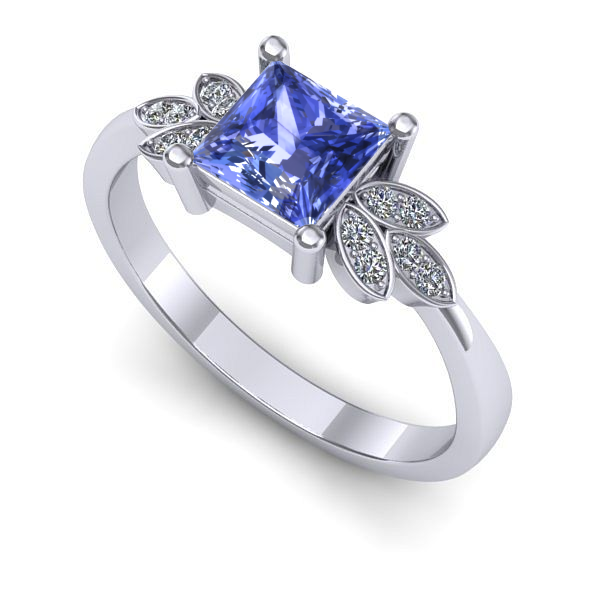 Inel logodna din aur alb cu tanzanit