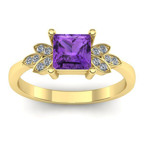 Inel de logodna cu ametist patrat