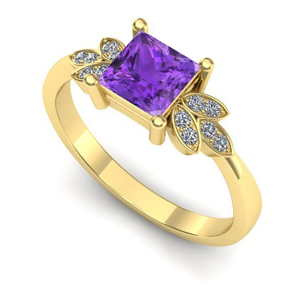 Inel din aur galben cu ametist