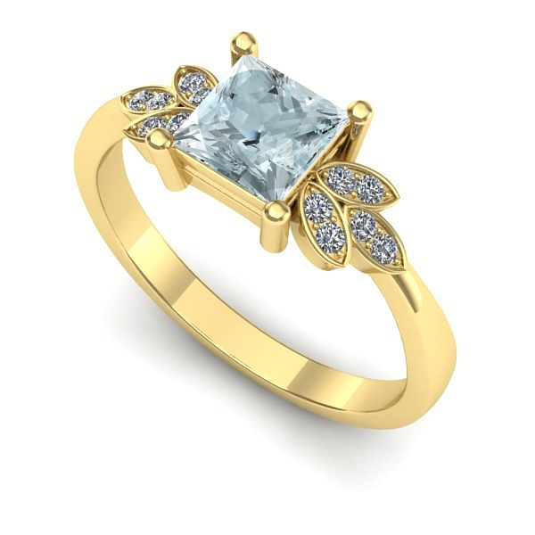 Inel din aur galben cu aquamarin