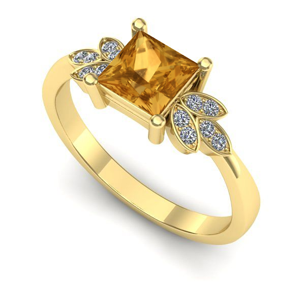 Inel din aur galben cu citrin