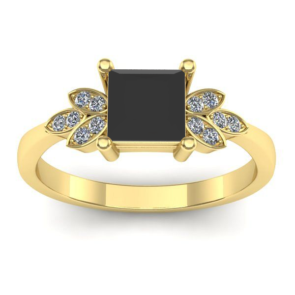 Inel cu diamant negru patrat