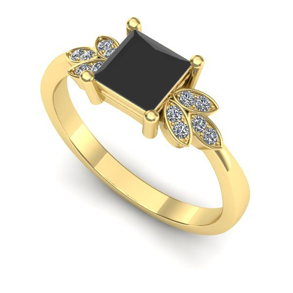 Inel din aur galben cu diamant negru