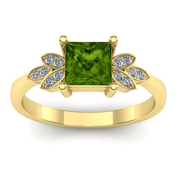 Inel de logodna cu peridot patrat