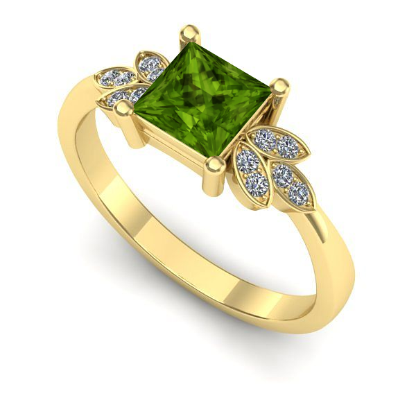 Inel de logodna din aur galben cu peridot