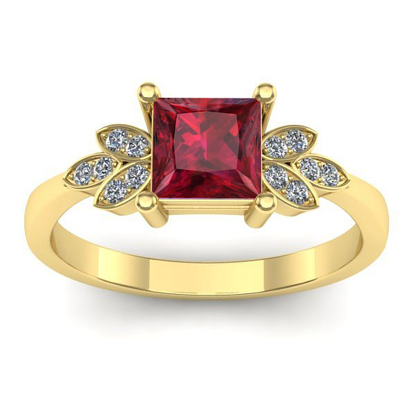 Inel cu rubin patrat