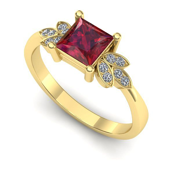 Inel de logodna din aur galben cu rubin