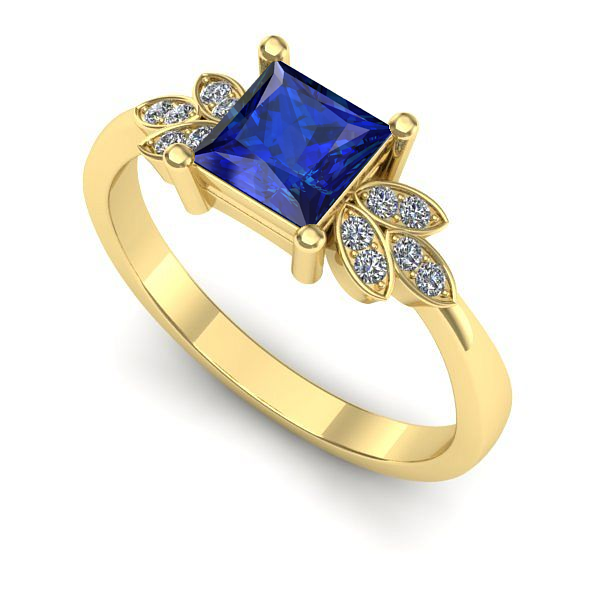 Inel logodna din aur galben cu safir