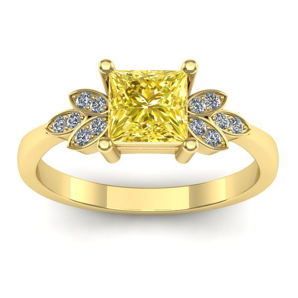 Inel de logodna cu safir galben patrat