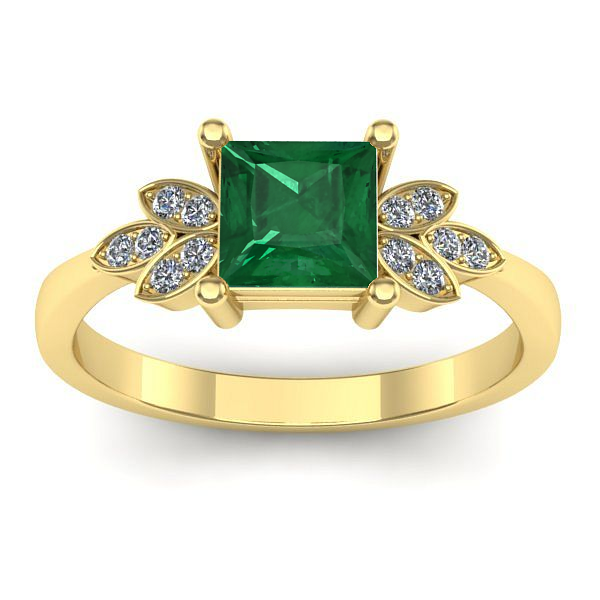 Inel de logodna cu smarald patrat