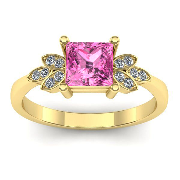 Inel logodna cu safir roz patrat