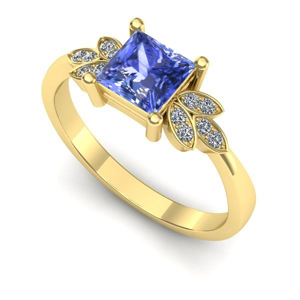 Inel de logodna din aur galben cu tanzanit