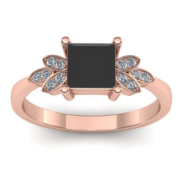 Inel de logodna cu diamant negru patrat